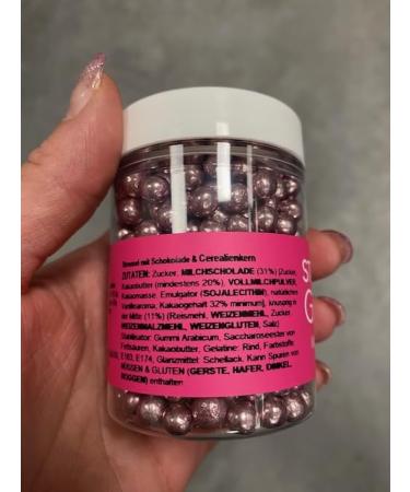Strussel Happiness Chocolate Balls - Crispy Pink Metallic 75g | Perfect for Birthday Cupcakes Cake Pops & Muffins - Buy Online on GoSupps.com