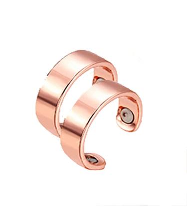 2 pieces of blood sugar controller magnetic therapy copper energy-adjustable ring blood sugar lightness magnetic therapy rings for blood flow (rose gold-1)