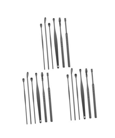 Ear Wax Removal Tool 6 Sets Ear Picking Tool Ear Cleaners Tool Box Kit Nursing Earwax Picking Tool Stainless Steel Ear Spoon Stainless Steel Earpick Blackx3pcs 11.5X2.7X1cmx3pcs