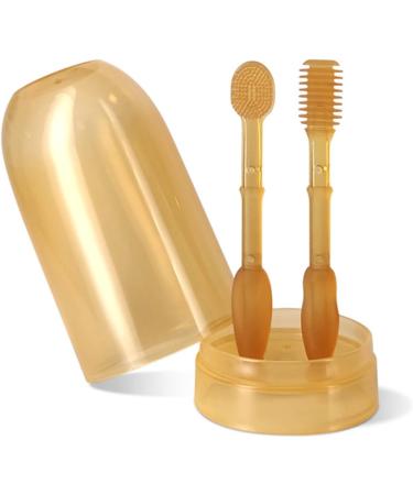 Saddgo Baby Toothbrush - Food-Safe Silicone for 0-18 Months | Dental Care & Tongue Brush Set (2 Pieces) - Buy Online on GoSupps.com