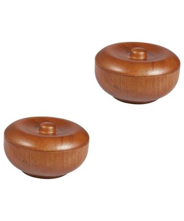 Fomiyes 2 pcs razor shell with lid wooden shaver bowl shaving cup of razor cream for men men's shave men's suit wooden bowls mature bladder suit adjust man bamboo shave