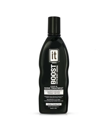 BOOST IT Leave-In Shine Treatment for Men - Accelerates Hair Growth  Thickens Thinning & Fine Hair - Infused with Caffeine  Abyssinian Oil & Silk Amino Acids - Sulfate & Paraben Free