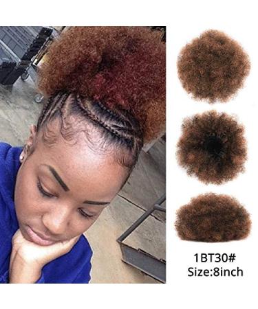 Afro Hair Bun Ponytails Extensions - Curly Clip In Bun Hairpiece for Black Women | Natural Synthetic Fiber 1BT30 - Buy Online on GoSupps.com
