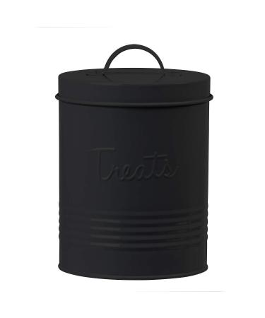 Amici Pet Retro Metal Storage Canister Treats Jar, 72 Fluid Ounces, Matte Black