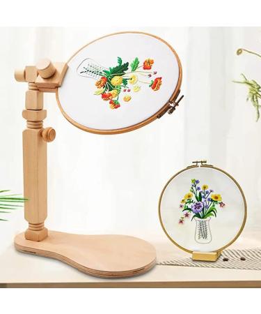 Rotating Cross Stitch Embroidery Hoop Stand - Hands-Free Lap Holder for Needlework Projects | Natural Beech Wood - Buy Online on GoSupps.com