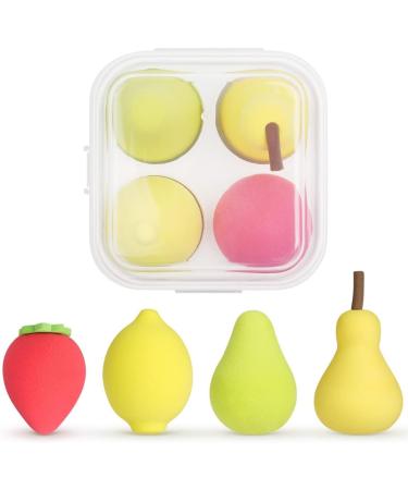 AUAUY 4Pcs Makeup Sponges Set - Professional Beauty Sponge Set for Foundation Blending - Multi-colored Fruit Shape Sponges for Cream, Liquid, and Powder - Dry & Wet Use - Buy Online on GoSupps.com