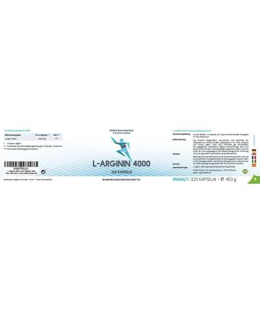 Exvital L-Arginine 4000mg - 320 Kapseln Hochdosiert | Premium deutsche Qualit t | 2-3 Monate Kur - Semi-Essentielle Aminos uren | Apotheke: Sehr Gut - Buy Online on GoSupps.com