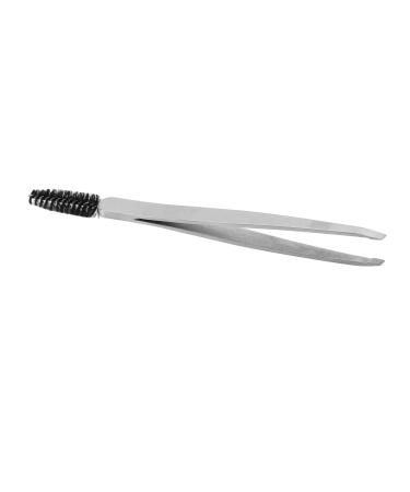 Eyebrow Slant Tip Tweezer with Eyebrow Brush Sliver Stainless Steel Thin Eyebrow Remover False Eyelashes Makeup Tools