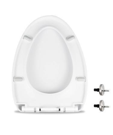 MUU Toilet seat, Slow Close, White heavy duty Toilet Seat with Non-slip Seat Bumpers Easy to Install & Clean PP Material Replacement Toilet Seat Fits All Toilet Brands Elongated Toilets (MU220-PP)