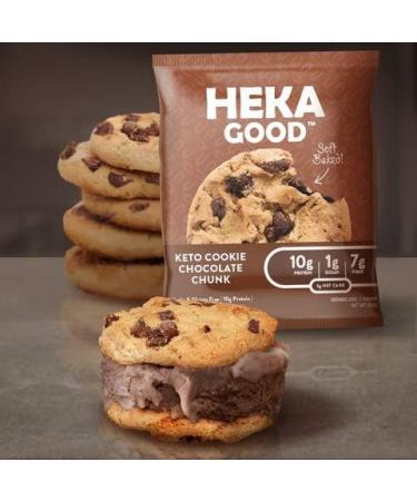 Heka Good Foods Low Carb Keto Chocolate Chunk Cookie - 3g Net Carb, 10g Protein, No Sugar, Grain & Gluten Free - 12 Count - Buy Online on GoSupps.com