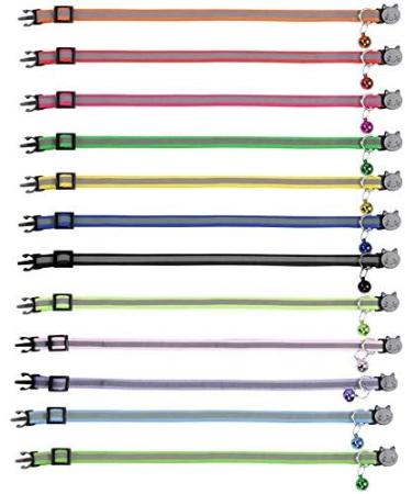 Closer 12 Pcs Reflective Collars Quick Release Safety Buckle with Bell Adjustable 19-32cm (12 Colors) - Buy Online on GoSupps.com