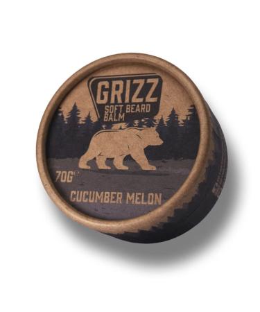Grizz Soft Beard Balm | 70g | Beard Moisturiser | Beard Wax | Beard Cream | Shea Butter & Bees Wax | Jojoba Oil & Argan Oil | (Cucumber Melon)