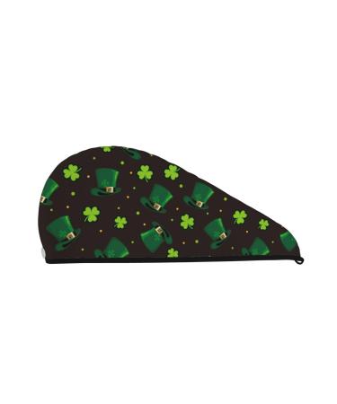 St. Patrick's Day8 Microfiber Hair Towel Wrap Hair Drying Towel with Button Towel Turban Head Towel to Dry Hair Quickly for Girls and Women