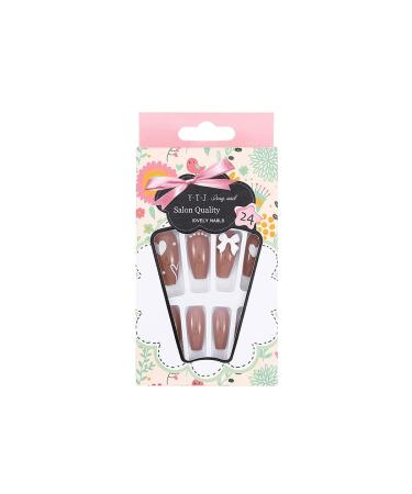 Sethexy Ballerina False Nails - Long Coffin Shape French Tips | High-Quality False Fingernails for Glamorous Looks - Buy Online on GoSupps.com