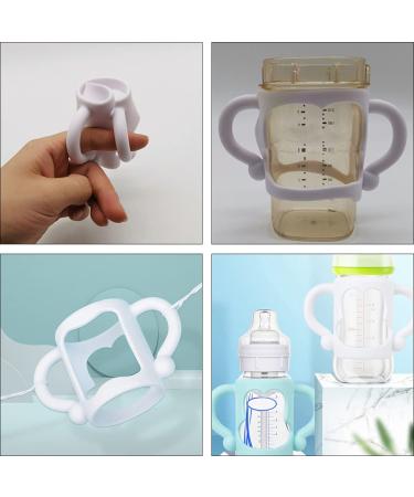 Toddmomy Infant Feeding Bottle Holder - 2pcs Silicone Handle for Standard Baby Bottles (White) - Buy Online on GoSupps.com