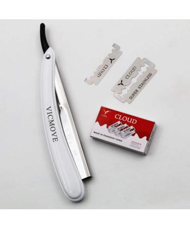 VICMOVE Professional Barber Straight Edge Razor Safety with 20 Derby Blades - Stainless Steel - Buy Online on GoSupps.com