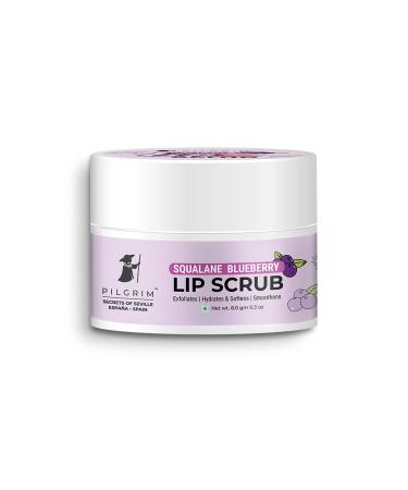 Pilgrim Spanish Squalane Lip Scrub (Blueberry) - Exfoliate & Hydrate Lips | Gentle Sugar & Shea Butter Formula for Smooth Soft Lips | 8 gm | Unisex - Buy Online on GoSupps.com