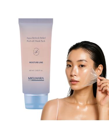 MIGUHARA Aqua Refresh Peel-Off Mask Pack Face Mask with Lacto-PDRN Botanical & Flower Extracts for a Fresh Clean Feel and Smooth-Looking Skin Appearance Korean Skincare (60ml/2.02 fl.oz.)