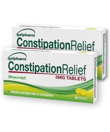 2 x 20 Tablet Constipation Relief | Fast-Acting 5mg Bisacodyl for Overnight Relief - Buy Online on GoSupps.com