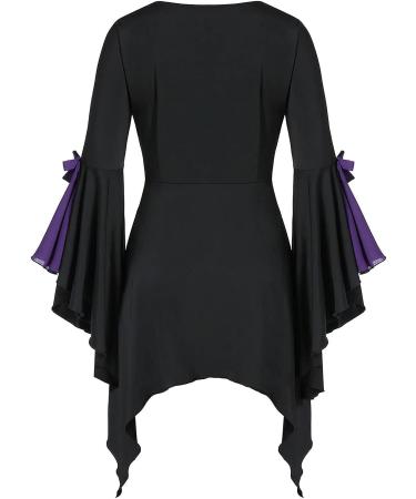 Renisants Purple Renaissance Shirt with Butterfly Sleeves & Irregular Lace Up - Women's Halloween Costume Top | Lightning Deal Today! - Buy Online on GoSupps.com