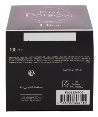 Dior Christian Pure Poison Eau de Parfum Spray 3.4 Ounce floral fragrance Multicolor 3.4 Fl Oz (Pack of 1) - Buy Online on GoSupps.com