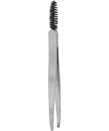 Eyebrow Slant Tip Tweezer with Eyebrow Brush Sliver Stainless Steel Thin Eyebrow Remover False Eyelashes Makeup Tools - Buy Online on GoSupps.com