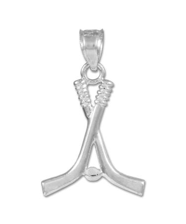 Sports Charms 925 Sterling Silver Ice Hockey Sticks and Puck Winter Pendant