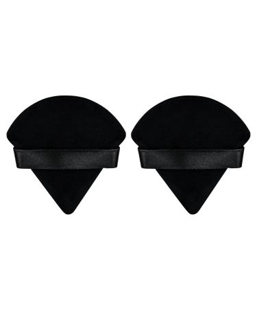 Flytianmy 2Pcs Triangle Powder Puffs, Face Makeup Puff for Body Loose Powder Beauty Makeup Tool Black 2Pcs Black