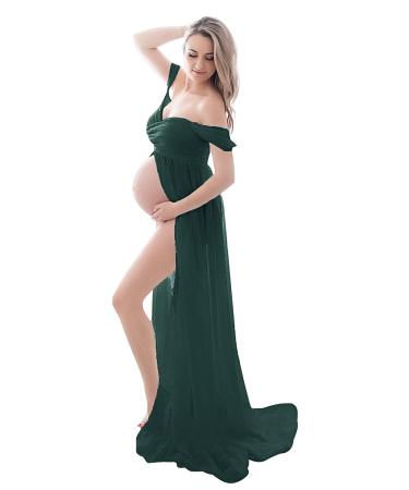 Maeau - Dress Women's Maternity Photography Props for Photo Shoot Elegant Ladies Dresses for Wedding Party L Green
