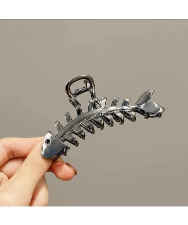 Fish Bone Hair Claw Clip - Non-slip Hair Styling Accessory for Women - Black Fishbone Design - Buy Online on GoSupps.com