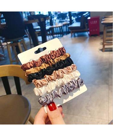 6Pcs Premium Satin Scrunchies - Elastic Hair Bands for Women & Girls | Stylish Ponytail Holders & Hair Accessories - Buy Online on GoSupps.com