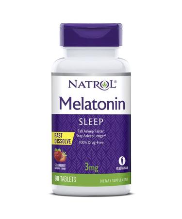 Natrol Melatonin Fast Dissolve Tablets, Helps You Fall Asleep Faster, Stay Asleep Longer, Easy to Take, Dissolves in Mouth, Strengthen Immune System, 3mg, 90 Count - Buy Online on GoSupps.com