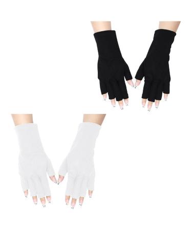 2 Pairs Gel Manicures Glove Anti UV Fingerless Gloves Protect Hands UV Shield Glove for Nail Design
