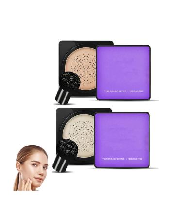 HADAVAKA Mushroom Head Cushion Cream Instantly Radiant and Flawless Skin Waterproof Moisturizing Concealer Hydrating Makeup for All Skin Types (2PCS)