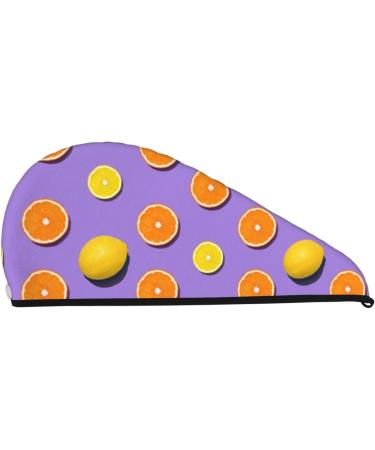 Soft Super Absorbent Yellow Lemon & Orange Microfiber Hair Towel Wrap for Women | Quick Dry Coral Velvet Cap for Long Curly & Thick Hair - Buy Online on GoSupps.com