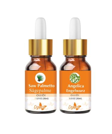CRYSALIS Crysalis Oil Combo: Saw Palmetto (Serenoa repens) - 30ml/1.01 Fl oz & Angelica (Angelica Archangelica) Oil - 1.01 Fl oz (30 ml)