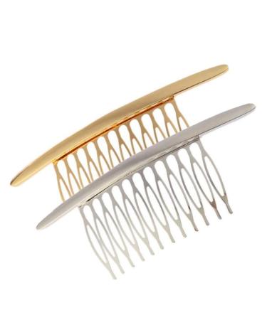 LALAFINA Hair Styling Accessories 2pcs Teeths Hair Hair Clip Combs Metal Wire Hair Combs Wire Bridal Wedding Veil Combs Clip Combs Metal French Hair Pin 10.8X4cm Assorted Color