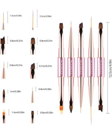Nail Art Brushes Set - 5Pcs Double-Ended Tools for Salon Quality Manicures - Includes Extension Gel, Builder Gel, Liner, and 3D Decorations Brushes in Purple - Buy Online on GoSupps.com