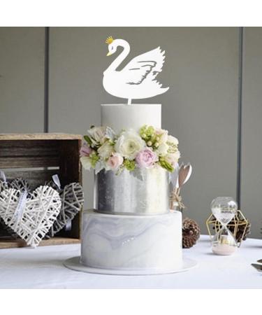 Swan Cake Topper Diy Acrylic Crown Cupcake Topper for Birthday Wedding Party Cake Decorations White - Buy Online on GoSupps.com