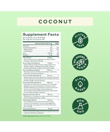 Bloom Nutrition Super Greens Powder Smoothie & Juice Mix - Probiotics for Digestive Health & Bloating Relief for Women Digestive Enzymes with Superfoods Spirulina & Chlorella for Gut Health (Coconut) - Buy Online on GoSupps.com