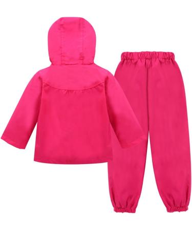 LZH Baby Girls Waterproof Hooded Raincoat & Trousers Set, Magenta, 1-2 Years - Buy Online on GoSupps.com