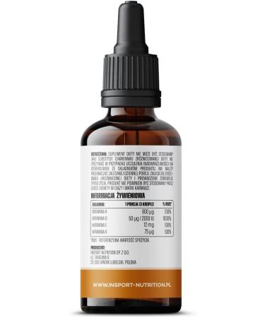 INSPORT Nutrition - Vitamin ADEK Forte - Vitamin A Vitamin D Vitamin E and Vitamin K - 2000 IU of Vitamin D3 in 3 drops - Dissolved in MCT coconut oil - 30 ml (300 servings) - Buy Online on GoSupps.com