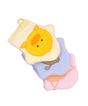 Healeved 4pcs Bath Wipes Cartoon Set Bath Gloves Bathing Supply Cleaning Wipes Bib Scarf Back Washer Loofah Soft Wash Mittens Reusable Wipes Sponge Body Puppet 15x13cm