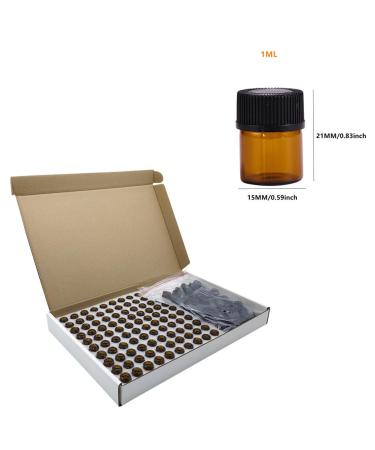 100Pcs Mini Amber Glass Essential Oil Sample Bottles - Refillable 1ml Brown Perfume Bottles for Travel - Perfect for DIY and Aromatherapy - Buy Online on GoSupps.com