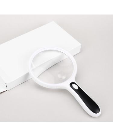 Meichoon Handheld Magnifier 3x 10x Magnification | Extra Large Optical Lens | 4 LEDs Illuminated | Ideal for Elderly Reading and Children's Exploration - White - Buy Online on GoSupps.com