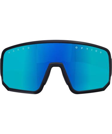 Naked Optics Volt Sports Glasses - UV400 Cycling & Running Sunglasses for Men & Women - TR90 Frame Interchangeable Black/Blue Lenses - Buy Online on GoSupps.com
