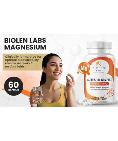 Magnesium Complex Max Bioavailability Formula for Energy Recovery Relaxation 60 Vegan Capsules Non-GMO Gluten-Free - Buy Online on GoSupps.com