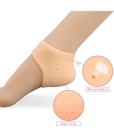 Silicone Heel Protectors 2 Pairs - Moisturizing Heel Socks for Pain Relief & Cracked Heels - Buy Online on GoSupps.com