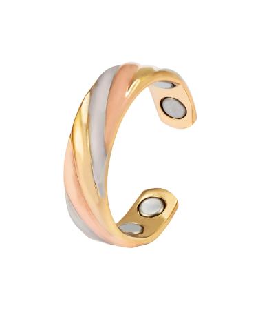 Fashionable women's ring 3 colors gold silver red gold copper magnet ring adjustable size female magnet jewelry finger clothing rose gold - Buy Online on GoSupps.com