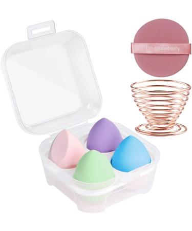 AUAUY 6 Pcs Makeup Sponges Blender Set 4 Pcs Professional Beauty Sponge Foundation Blending Blender with 1 Sponge Holder 1Powder Puff Multi-colored Makeup Sponges for Cream Liquid and Powder 4pcs-Mixed color - Buy Online on GoSupps.com